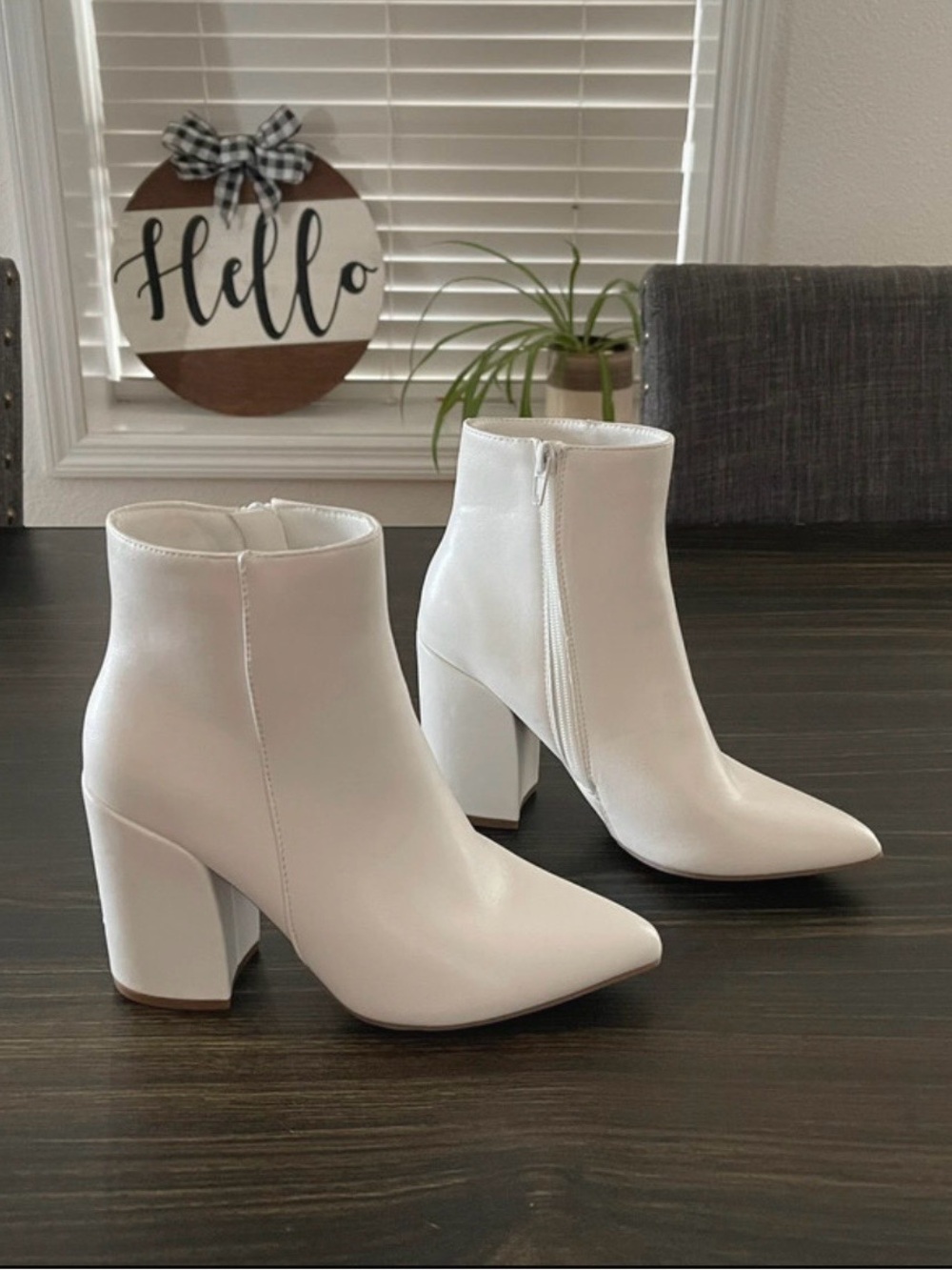 Sugar White Ankle Boots (Size 5)